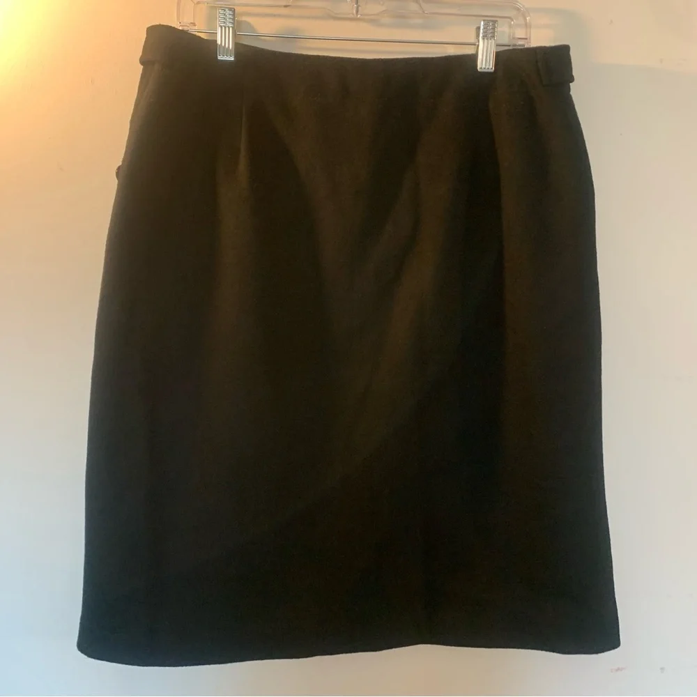 J. Crew New With Tags Wool and Cashmere Blend Black Skirt Button Accents Size 12